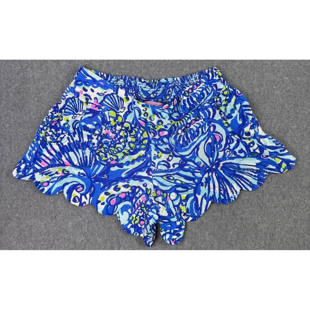 Lilly Pulitzer Size XS Scalloped Dahlia Shorts Cerviche Brillant Blue Coastal